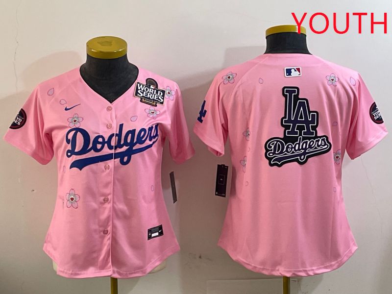 Youth Los Angeles Dodgers Blank Pink Sakura Edition 2025 Nike MLB Jersey style 19